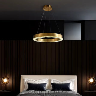 MIRODEMI® Morges | Gold Crystal Round Chandelier for Dining Room Living Room Bedroom Kitchen Island  Bar