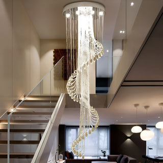 MIRODEMI® Mougins | Сhic Spiral Crystal Ceiling Led Chandelier For Hall