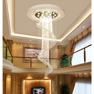 MIRODEMI® Mougins | Сhic Spiral Crystal Ceiling Led Chandelier For Hall