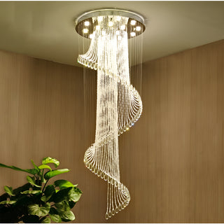 MIRODEMI® Mougins | Сhic Spiral Crystal Ceiling Led Chandelier For Hall