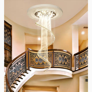 MIRODEMI® Mougins | Сhic Spiral Crystal Ceiling Led Chandelier For Hall