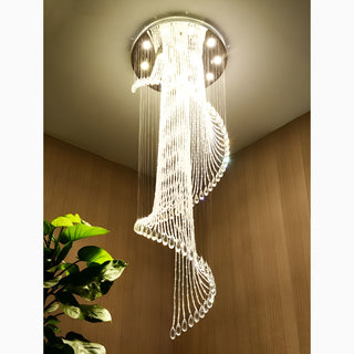 MIRODEMI® Mougins | Сhic Spiral Crystal Ceiling Led Chandelier For Hall