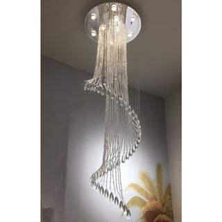 MIRODEMI® Mougins | Сhic Spiral Crystal Ceiling Led Chandelier For Hall