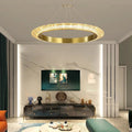 MIRODEMI® Münchenstein | Gold/Black Ring Chandelier for Living Room
