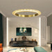 MIRODEMI® Münchenstein | Gold/Black Ring Chandelier for Living Room