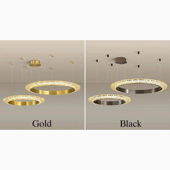 MIRODEMI® Münchenstein | Gold/Black Crystal Ring Chandelier for Hotel