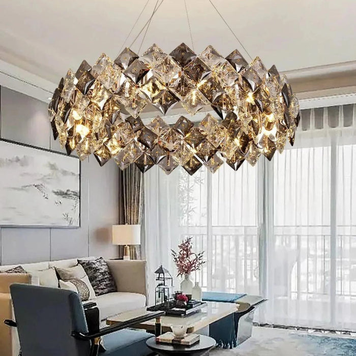 MIRODEMI® Münchenwiler | Modern Chrome Crystal Chandelier for Living Room
