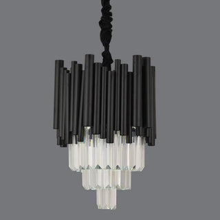 MIRODEMI® Münsingen | Modern Black Crystal Chandelier for Kitchen Island