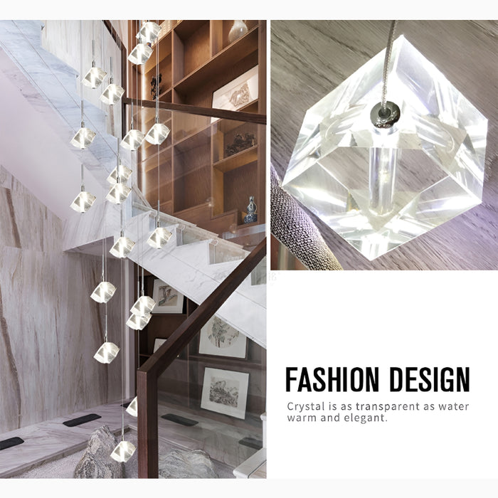 MIRODEMI® Nice | Crystal Staircase Chrome Chandelier 