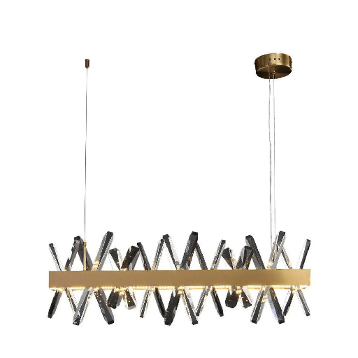 MIRODEMI® Ninove | Gold Rectangle Stylish Crystal Chandelier for Dining Room, Living Room