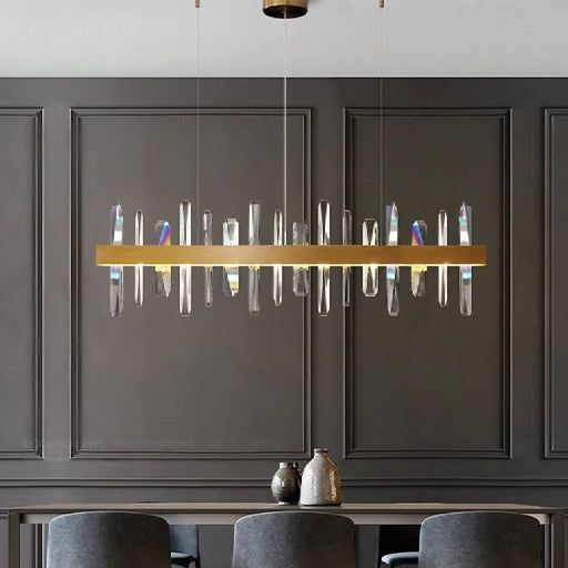 MIRODEMI® Nivelles | Rectangle Gold Chandelier Crystal Chandelier for Living Room