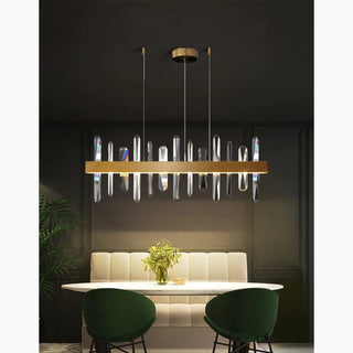 MIRODEMI® Nivelles | Wonderful Rectangle Gold Chandelier Crystal Chandelier for Living Room