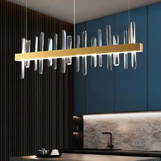 MIRODEMI® Nivelles | Rectangle Gold Chandelier Crystal Chandelier for Kitchen