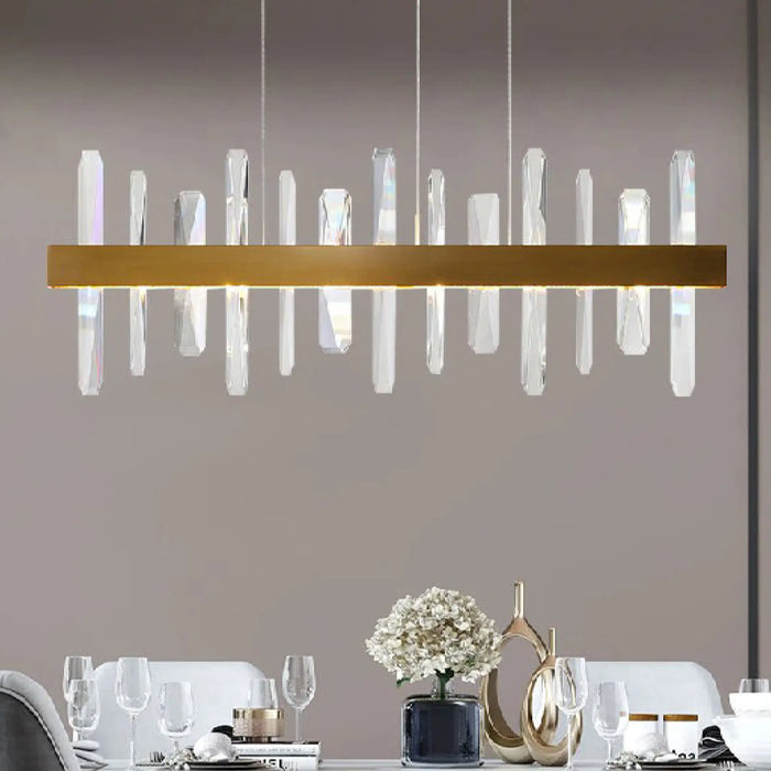 MIRODEMI® Nivelles | Miracle Rectangle Gold Chandelier Crystal Chandelier for Living Room
