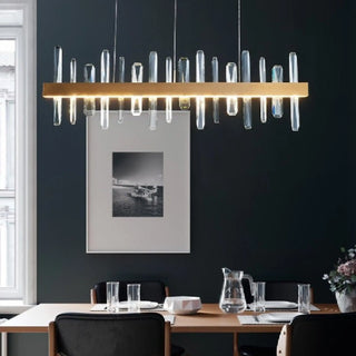 MIRODEMI® Nivelles | Rectangle Gold Chandelier Crystal Chandelier for Home