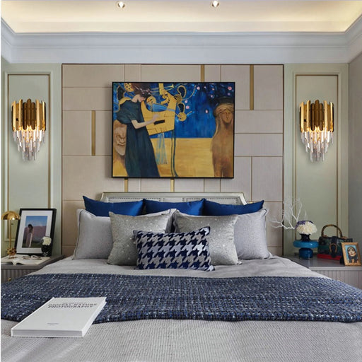 Golden Crystal Lamp | modern design |bedroom lighting | luxury details