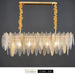 MIRODEMI® Oostende | Modern Style Smoky Gray, Blue and Gold Frosted Glass Rectangle Crystal Chandelier