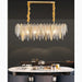 MIRODEMI® Oostende | Great Smoky Gray, Blue and Gold Frosted Glass Rectangle Crystal Chandelier