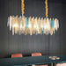 MIRODEMI® Oostende | Colorful Smoky Gray, Blue and Gold Frosted Glass Rectangle Crystal Chandelier