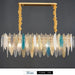 MIRODEMI® Oostende | Beautiful Smoky Gray, Blue and Gold Frosted Glass Rectangle Crystal Chandelier