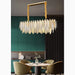 MIRODEMI® Oostende | Smoky Gray, Blue and Gold Frosted Glass Rectangle Crystal Chandelier for Kitchen Table