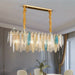 MIRODEMI® Oostende | Aesthetic Smoky Gray, Blue and Gold Frosted Glass Rectangle Crystal Chandelier