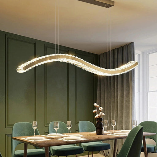 MIRODEMI® Opfikon | Gold/Silver Stainless Steel Crystal Chandelier for Dining Room