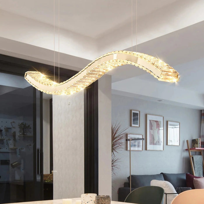 MIRODEMI® Opfikon | Gold/Silver Stainless Steel Crystal Light for Dining Room