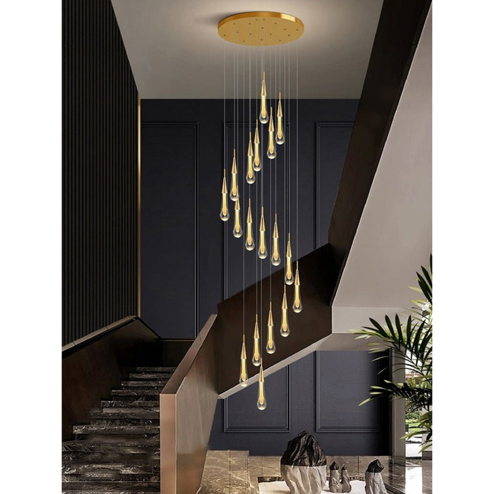 MIRODEMI® Orta San Giulio | Hanging Crystal Lamp for Living Room 28 Lights (spiral) / Warm Light / Dimmable