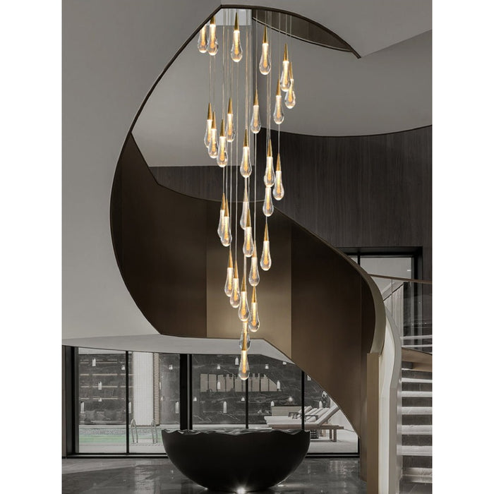 MIRODEMI® Orta San Giulio | Hanging Crystal Lamp for Living Room 28 Lights (freely) / Warm Light / Dimmable