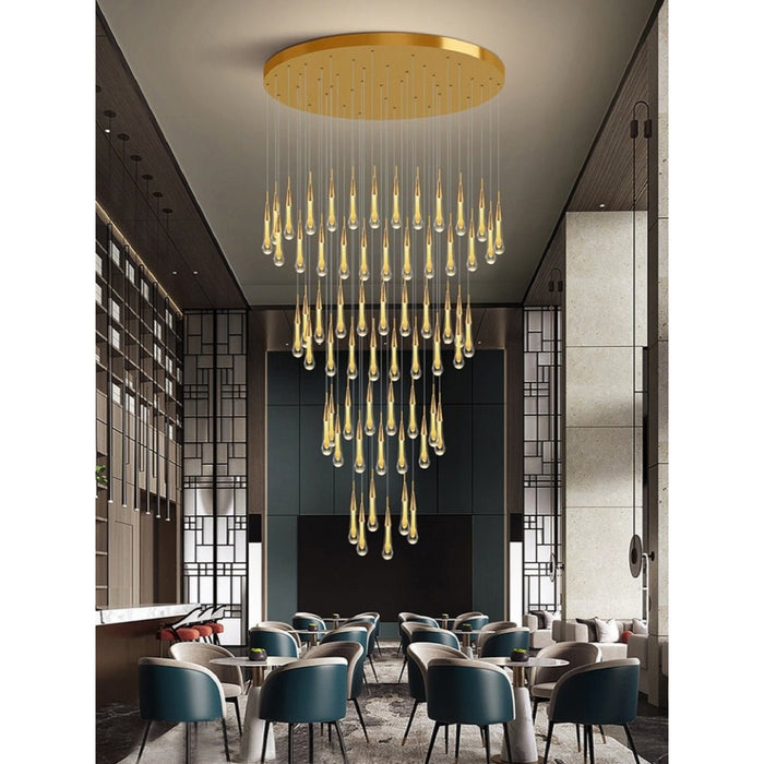MIRODEMI® Orta San Giulio | Hanging Crystal Lamp for Living Room 49 Lights / Warm Light / Dimmable