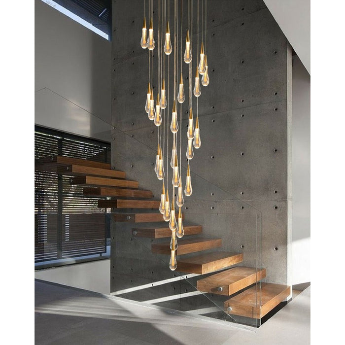 MIRODEMI® Orta San Giulio | Hanging Crystal Lamp for Living Room 36 Lights (spiral) / Warm Light / Dimmable