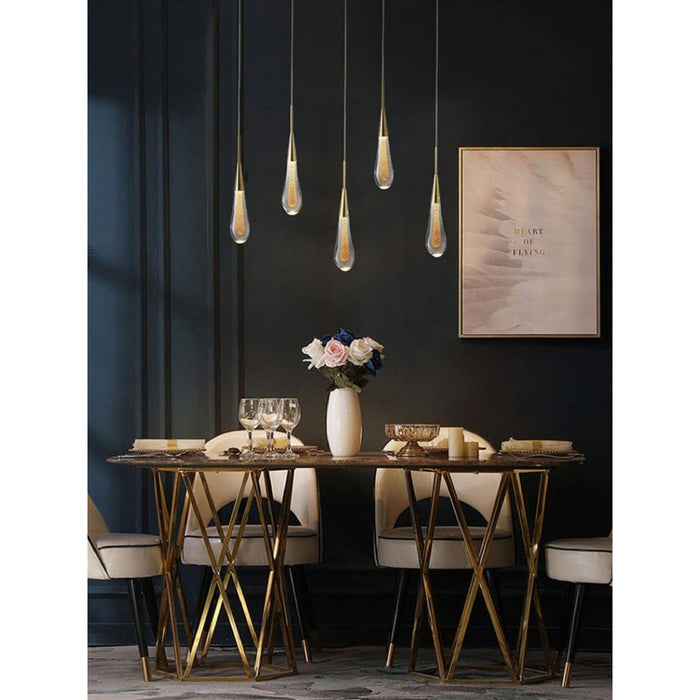 MIRODEMI® Orta San Giulio | Hanging Crystal Lamp for Living Room 5 Lights / Warm Light / Dimmable