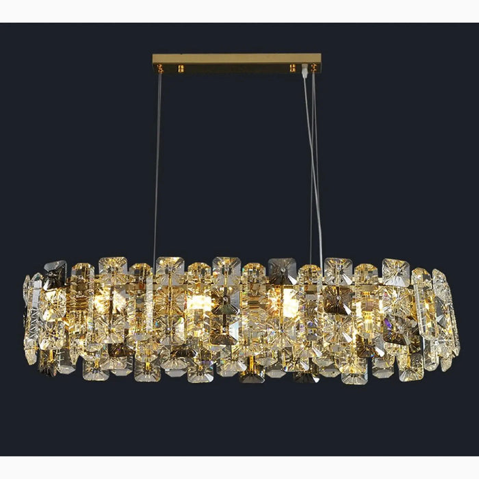 MIRODEMI® Oudenaarde | Gold Oval Luxury Crystal Hanging Chandelier for Kitchen