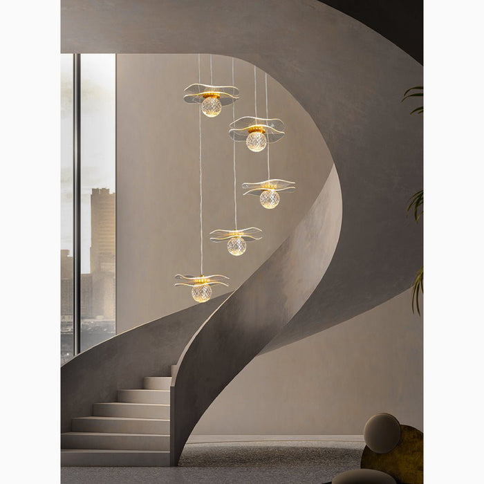 MIRODEMI Perinaldo Gold Crystal Ball Lamp For Staircase