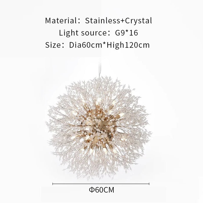 MIRODEMI® Piani Crixia | LED Dandelion-shaped Gold Crystal Chandelier