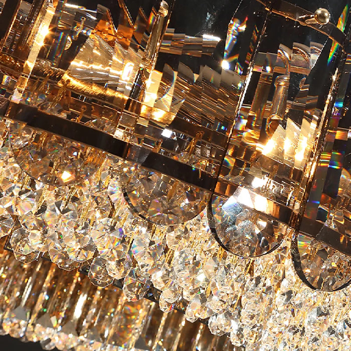 MIRODEMI® Pietra Ligure | Rectangular Golden Crystal Chandelier for Home