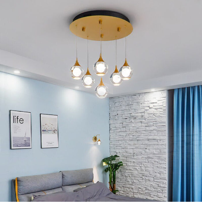MIRODEMI® Pigna | Stunning Modern Crystal LED Chandelier with Hanging Balls for Bedroom