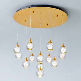 MIRODEMI Pigna | Gold Modern Crystal LED Chandelier with Hanging Balls