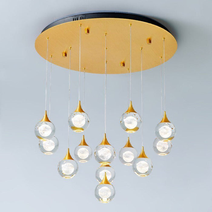 MIRODEMI® Pigna | Gold Modern Crystal LED Chandelier with Hanging Balls