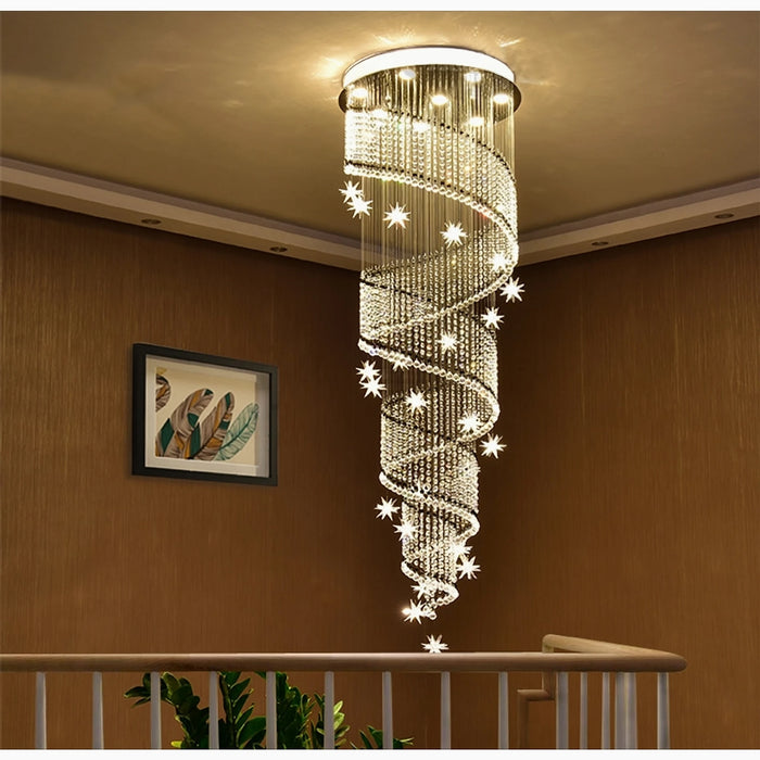 MIRODEMI® Revest-les-Roches | Meteor Star Crystal Spiral  Ceiling Chandelier