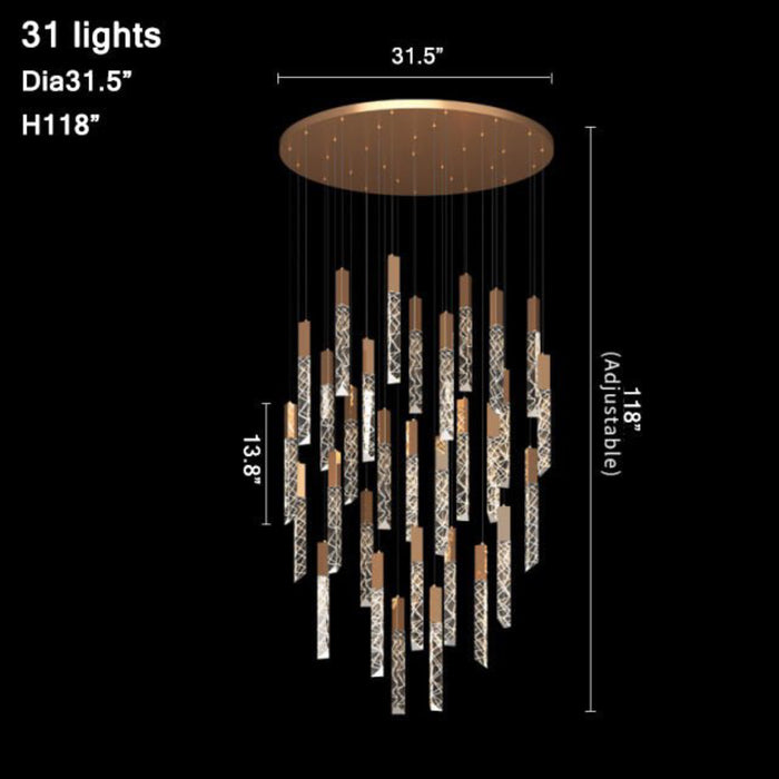 MIRODEMI® Riomaggiore | Designer Luxury Long Pendant Lighting Fixture 31 lights