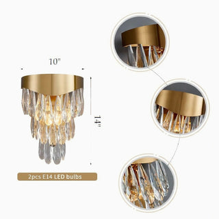 MIRODEMI® Roubion | Luxury Raindrops Gold Crystal Wall Sconce | wall light | wall lamp