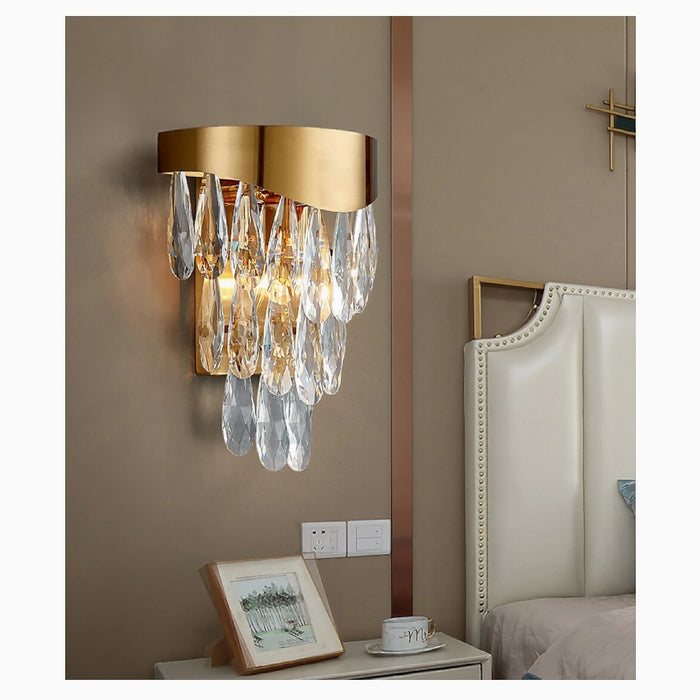 MIRODEMI® Roubion | Luxury Raindrops Gold Crystal Wall Sconce