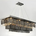 MIRODEMI Saliceto | Black Rectangle Gorgeous Smoky Gray Crystal Chandelier