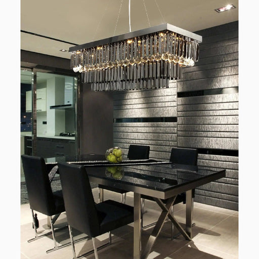 MIRODEMI® Saliceto | Black Rectangle Smoky Gray Crystal Chandelier for Kitchen