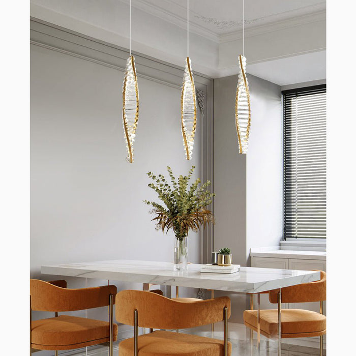 MIRODEMI® San Bartolomeo al Mare | Stylish Modern Gold Crystal Chandelier for Dining Room