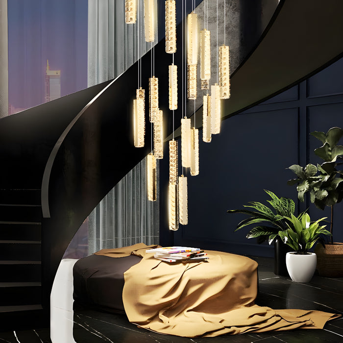 Santa Margherita Ligure | Creative Gold LED Crystal Chandelier from Mirodemi for Staircase