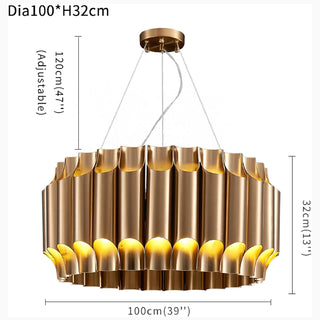 MIRODEMI® Sartene | Drum Brushed Gold Stainless Steel Chandelier