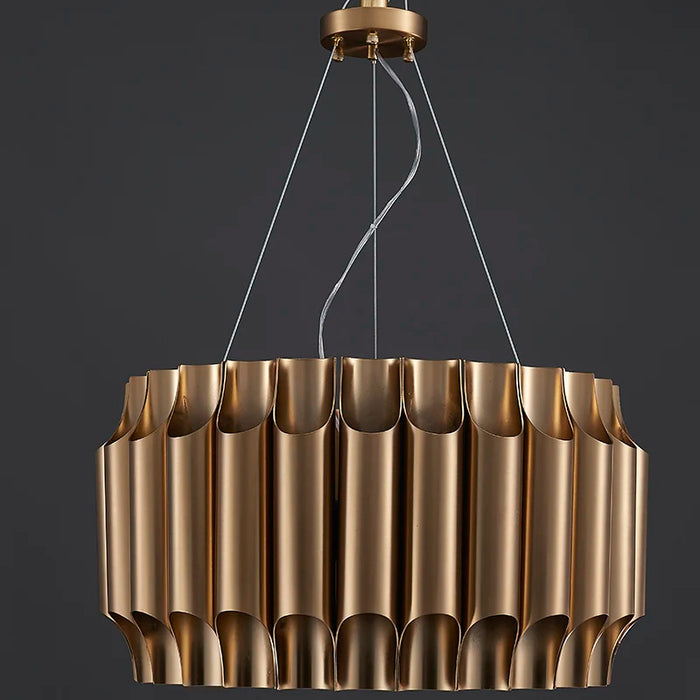 MIRODEMI® Sartene | Drum Brushed Gold Stainless Steel Chandelier